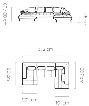 Γωνιακός καναπές Model Plus-Gkri-Αριστερή