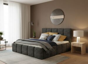 Κρεβάτι Edvi-160 x 200-Gkri-Kafe-Χωρίς μηχανισμό ανύψωσης