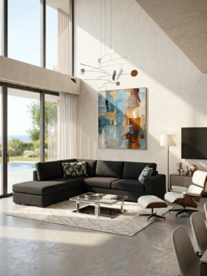 Γωνιακός καναπές Must-Δεξιά-295φ 230β εκ.-Μαύρο