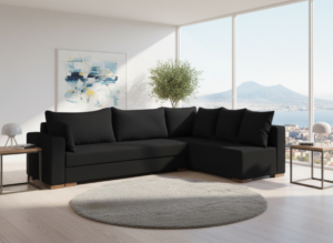 Γωνιακός καναπές Trendy-Αριστερή-265φ 165β εκ.-Μαύρο