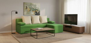 Γωνιακός καναπές Lamor-Πράσινο - Λευκό